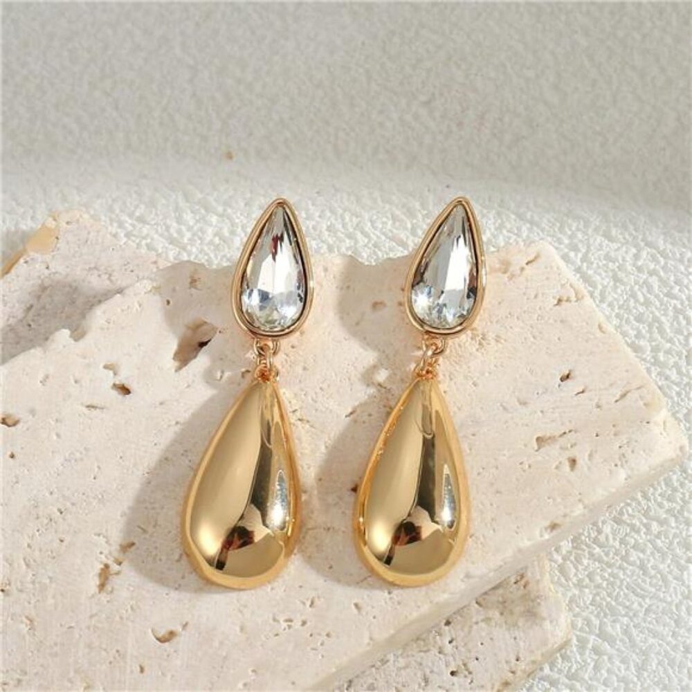 Elegant Gold Teardrop Earrings | Lightweight CZ Drop Earrings